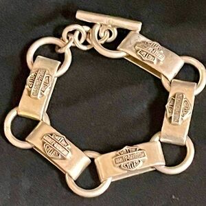 Harley-Davidson Sterling Silver Bracelet Toggle Close Moto Bikercore Punk Grunge